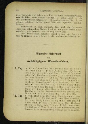 Allgemeine Uebersicht zur achttägigen Wanderfahrt