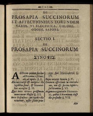 Sectio I. De Prosapia Succinorum ...