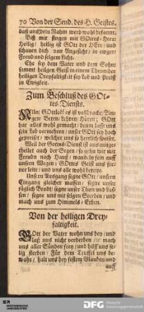 Von der heiligen Dreyfaltigkeit.