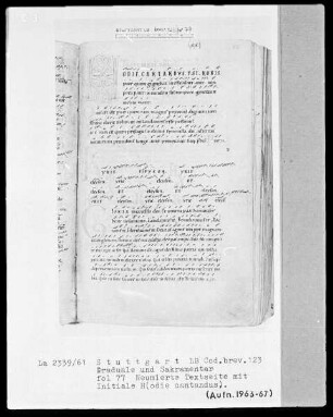 Graduale und Sakramentar — Initiale H(odie cantandus), Folio 77recto