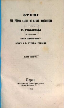 Studi sul poema sacro di Dante Allighieri, II