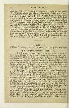 II. Abschnitt. Geschichte Brandenburgs unter den Hohenzollern bis zum großen Kurfürsten