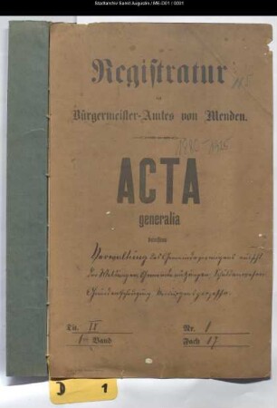Verwaltung des Gemeindevermögens, Schuldenwesen - generalia -
