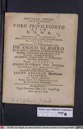 Disputatio Iuridica Inauguralis De Foro Privilegiato