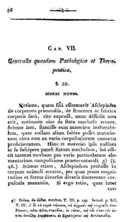 Cap. VII. Generalia quaedam Pathologica et Therapeutica