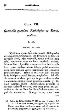 Cap. VII. Generalia quaedam Pathologica et Therapeutica