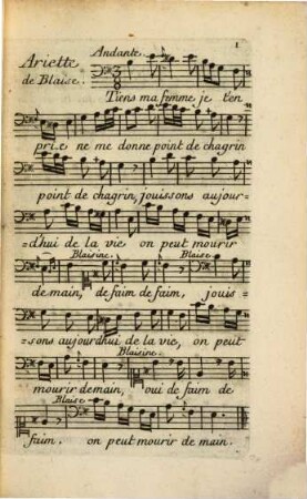 Blaise le savetier : opéra-comique, suivi de la nôce de Nicaise ; Intermede mêle de Chants & Danses