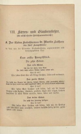 VII. Sitten- und Glaubenslehre