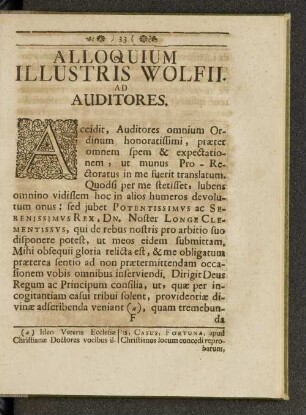Alloquium illustris Wolfii.