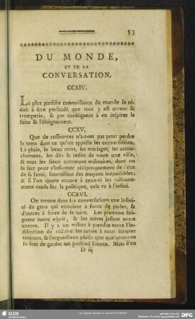 Du Monde, Et De La Conservation