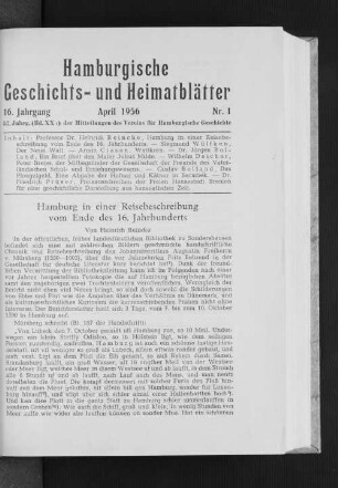 Hamburg in einer Reisebeschreibung vom Ende des 16. Jahrhunderts