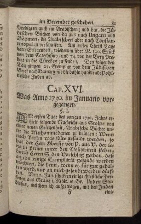 Cap. XVI. Was Anno 1730. im Januario vorgegangen.
