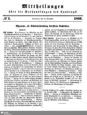 Allgemeine, die Ständeversammlung betreffende Nachrichten.