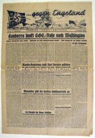 Kriegszeitung der Marine "... gegen Engeland" u.a. zu den Kämpfen im Pazifik
