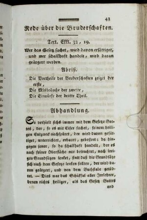 Rede über die Bruderschaften.