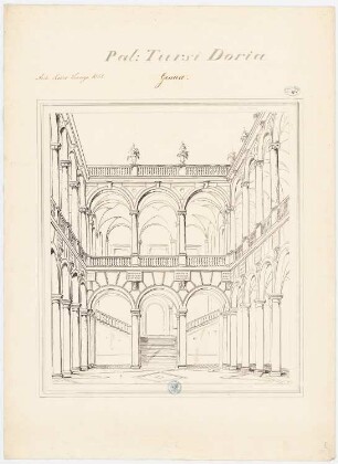 Palazzo Tursi Doria, Genua: Perspektivische Ansicht des Innenhofes