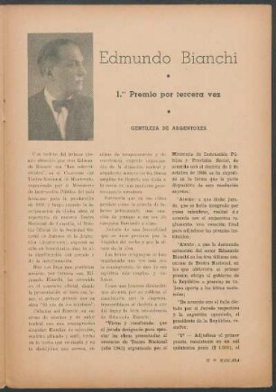 Edmundo Bianchi : 1. Premio por tercera vez Gentileza de Argentores