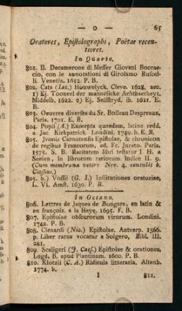 Oratores, Epistolographi, Poetae recentiores.
