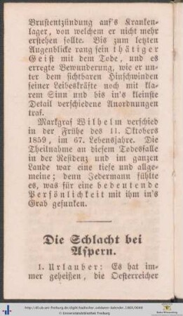 Die Schlacht bei Aspern.