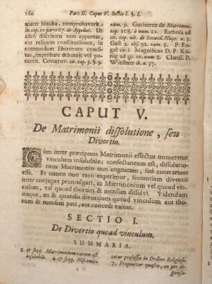 Caput V. De Matrimonii dissolutione, seu Divortio.