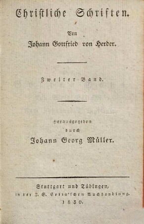 Christliche Schriften, 2. IV. Von Gottes Sohn, der Welt Heiland : nach Johannes Evangelium ; 1797