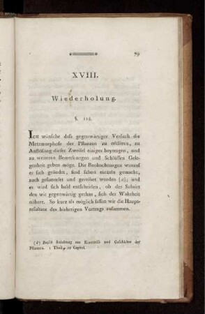 XVIII. Wiederholung