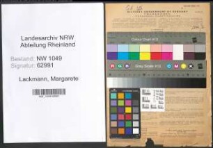 Entnazifizierung Margarete Lackmann , geb. 07.09.1922 (Stenotypistin)
