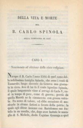Capo I. Nascimento ed elezione dello stato religioso