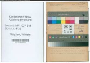 Entnazifizierung Wilhelm Matyzent , geb. 08.03.1907 (Bueroangestellter)
