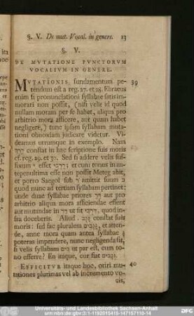 §. V. De Mutatione Punctorum Vocalium In Genere.