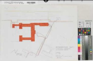 Münster (Münster) Psychiatrische und Nervenklinik der Universität Lageplan mit Leitungssystem (3 Blätter) 1974 1 : 500 45 x 62,5 kol. Pause Staatshochbauamt für die Universität Münster 15.01