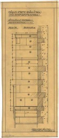 Billing, Hermann; Karlsruhe, Nördl. Hildapromenade 3/ Maximiliansstraße; Villa von Schwedler (Villa Billing) - Westfassade, Eingangsvorbau (Teilansicht)