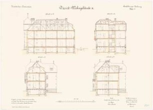 Kadettenhaus, Oranienstein: Dienstwohngebäude III: Längsschnitt, Querschnitte 1:100