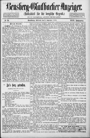 Bensberg-Gladbacher Anzeiger. 1870-1907