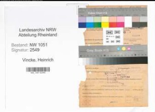 Entnazifizierung Heinrich Vincke , geb. 04.09.1892 (Lehrer)