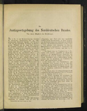 Die Justizgesetzgebung des Norddeutschen Bundes