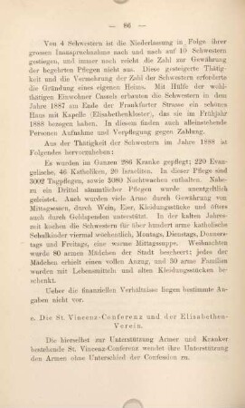 e) Die St. Vinzenz-Conferenz und der Elisabethen-Verein.