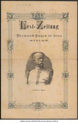 Fest-Zeitung zu den Bismarck-Tagen in Jena vom 30. bis 31. Juli 1892