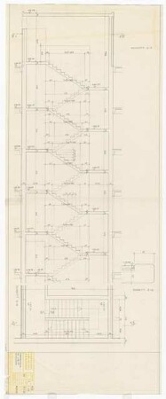 Hochschulbibliothek, Karlsruhe Neubau: Treppenhaus AB und 28.97, 1:25, 1:5