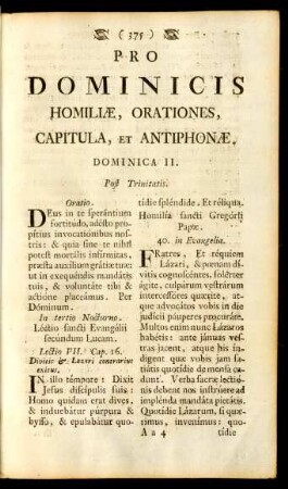 Pro Dominicis Homiliae, Orationes, Capitula, Et Antiphonae