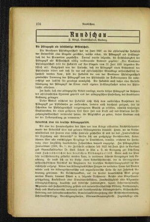¬Die¬ Pädagogik als selbständige Wissenschaft