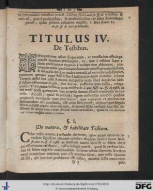 Titulus IV. De Testibus.