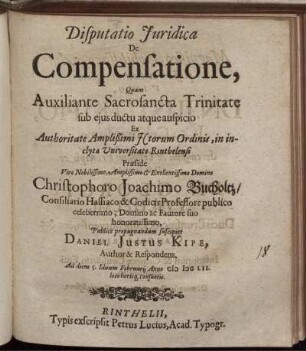 Disputatio Iuridica De Compensatione