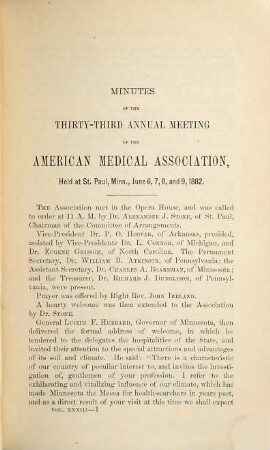 The Transactions of the American Medical Association : Instituted 1847, 33