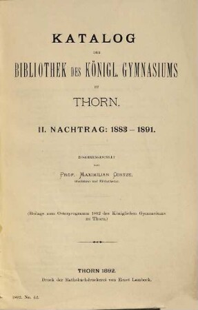 Bericht : über das Schuljahr Ostern ... bis Ostern .... 1891/92