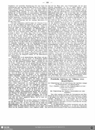 Praktische Anleitung zur Führung eines Regulirblattes zur Vergleichung und zur Berechnung des täglichen Ganges von Chronometern und Taschenuhren (Fortsetzung aus Nr. 4)