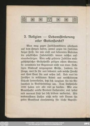 2. Religion - Lebensförderung oder Gottesfurcht?