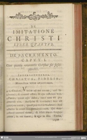 De Imitatione Christi Liber Quartus