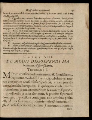 Caput VIII. De Modis Dissolvendi Matrimonii & sponsalium