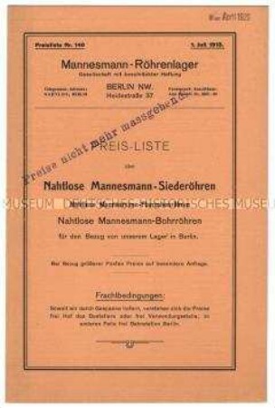 Preisliste über nahtlose Flanschrohre